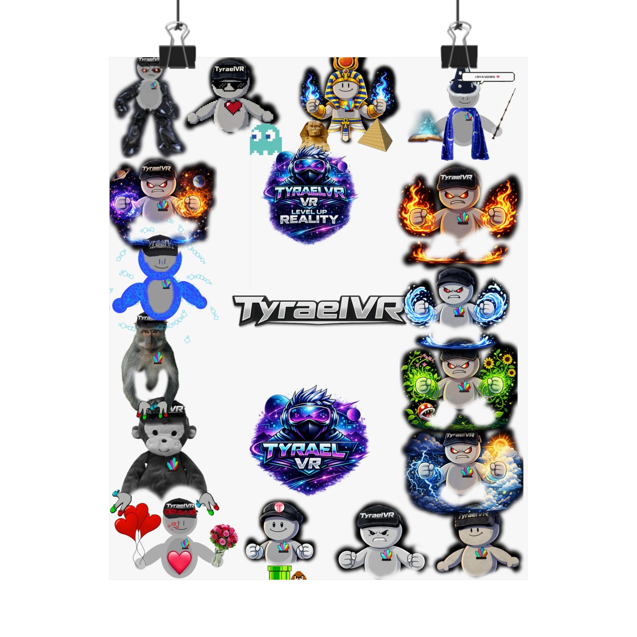 Tyrael VR Sticker Collage Matte Poster — Gamer Avatar Art Print