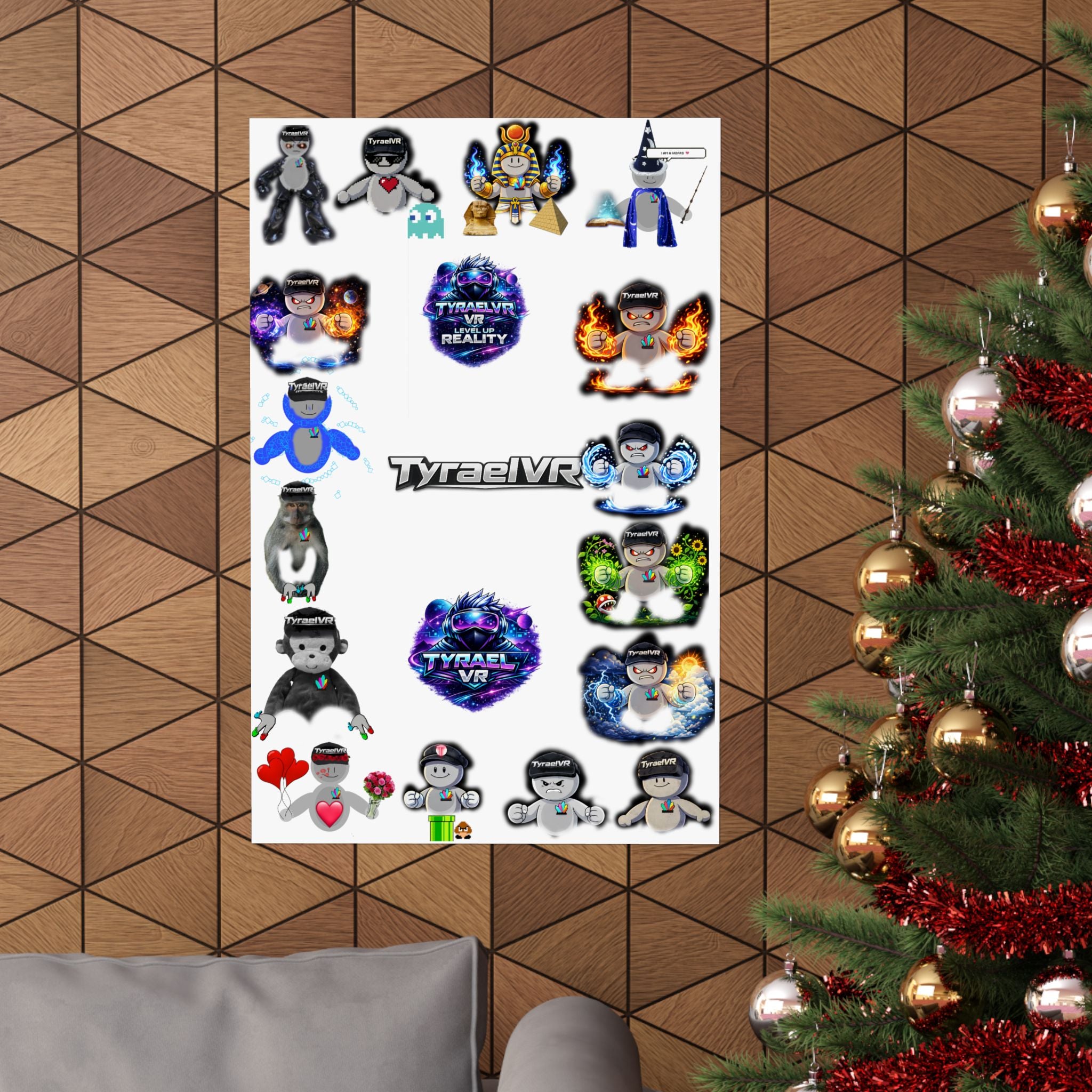 Tyrael VR Sticker Collage Matte Poster — Gamer Avatar Art Print
