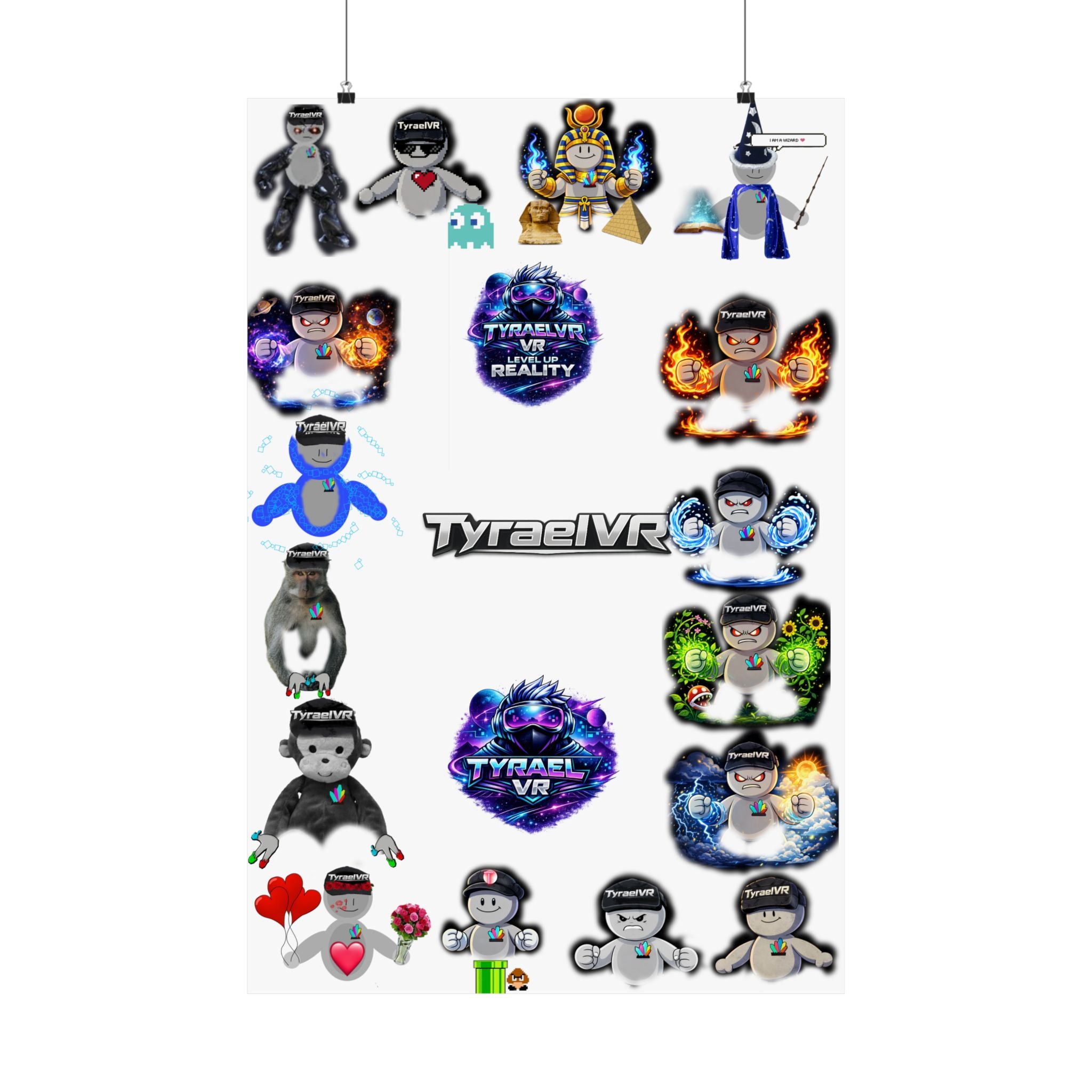 Tyrael VR Sticker Collage Matte Poster — Gamer Avatar Art Print
