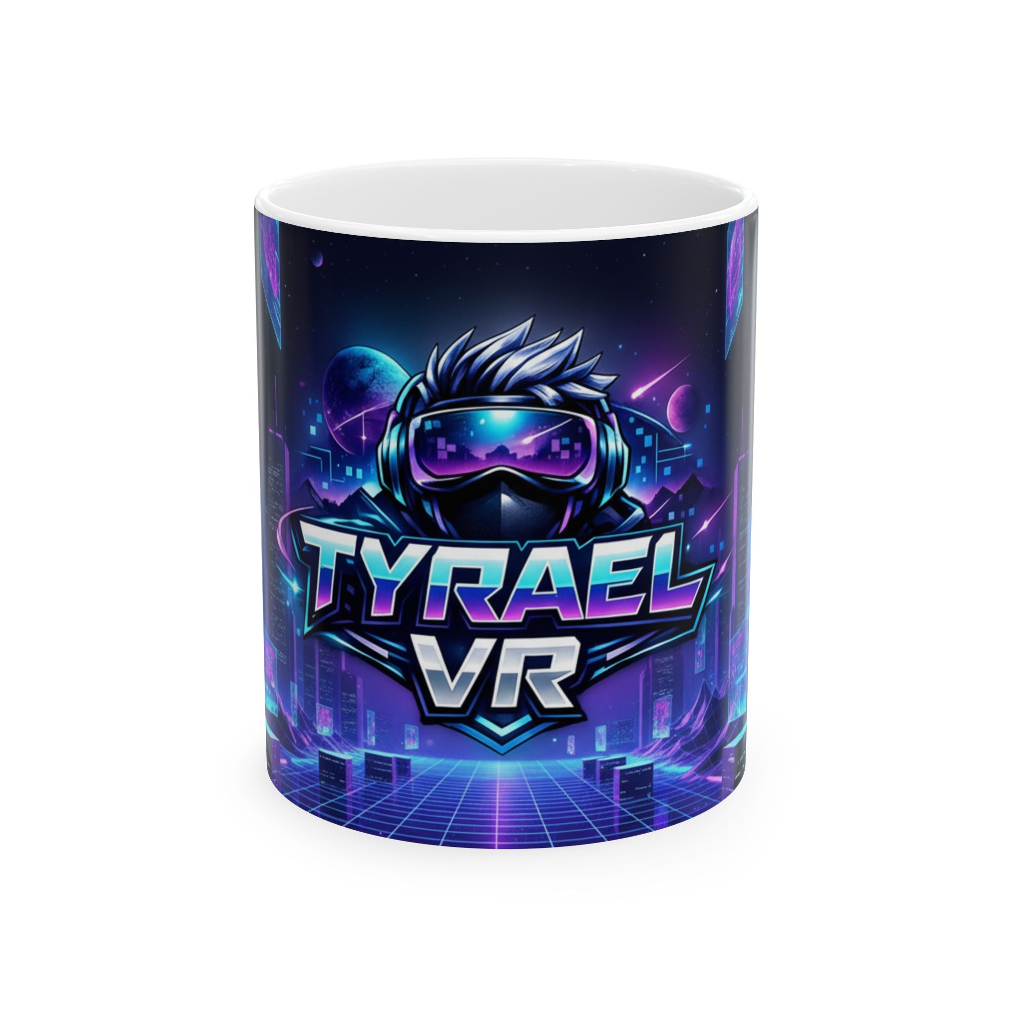 Tyrael VR Ceramic Mug — Retro Futuristic Gamer Coffee Cup (11oz & 15oz)