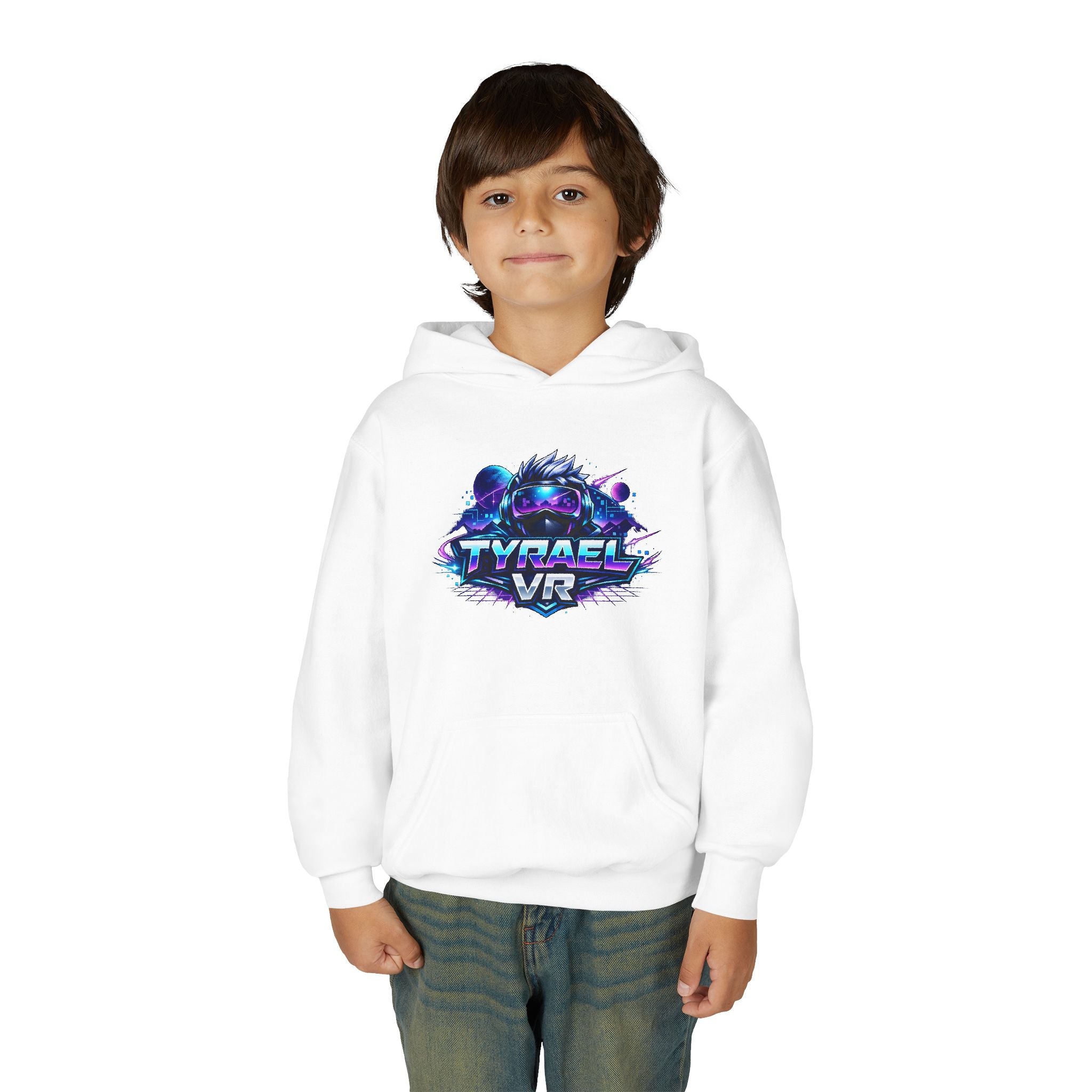 Tyrael VR Kids Hoodie – Retro Neon Gaming Logo Sweatshirt