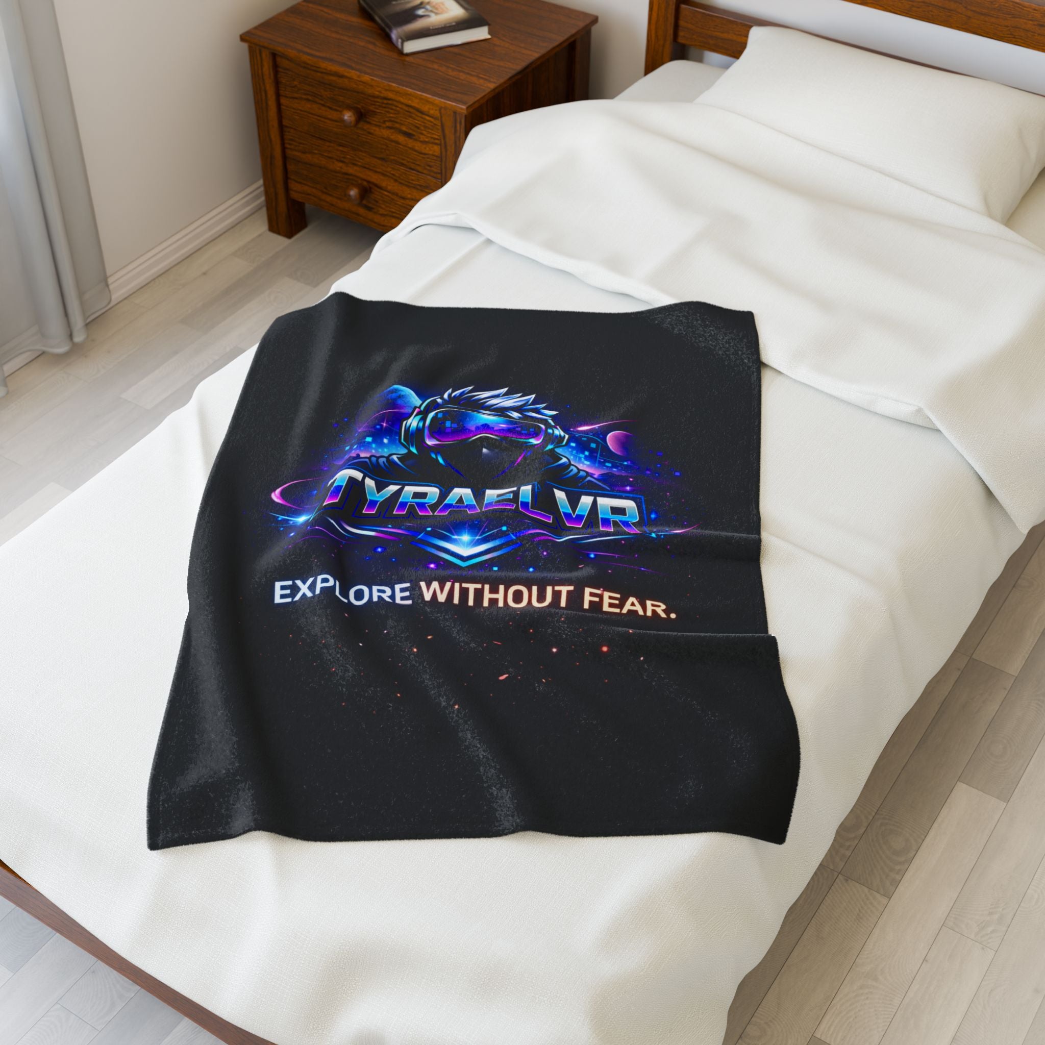 TyraelVR 'Explore Without Fear' Plush Blanket — Gamer VR Space Throw