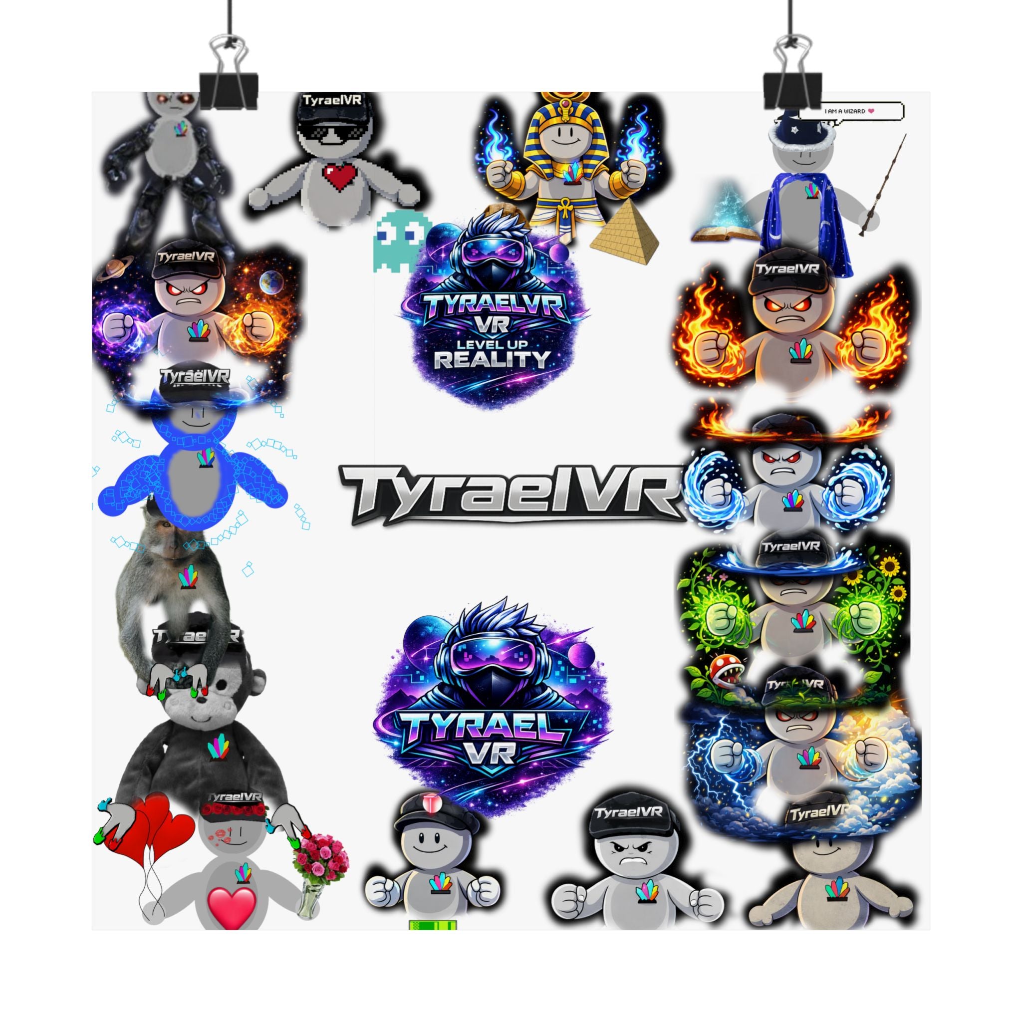 Tyrael VR Sticker Collage Matte Poster — Gamer Avatar Art Print