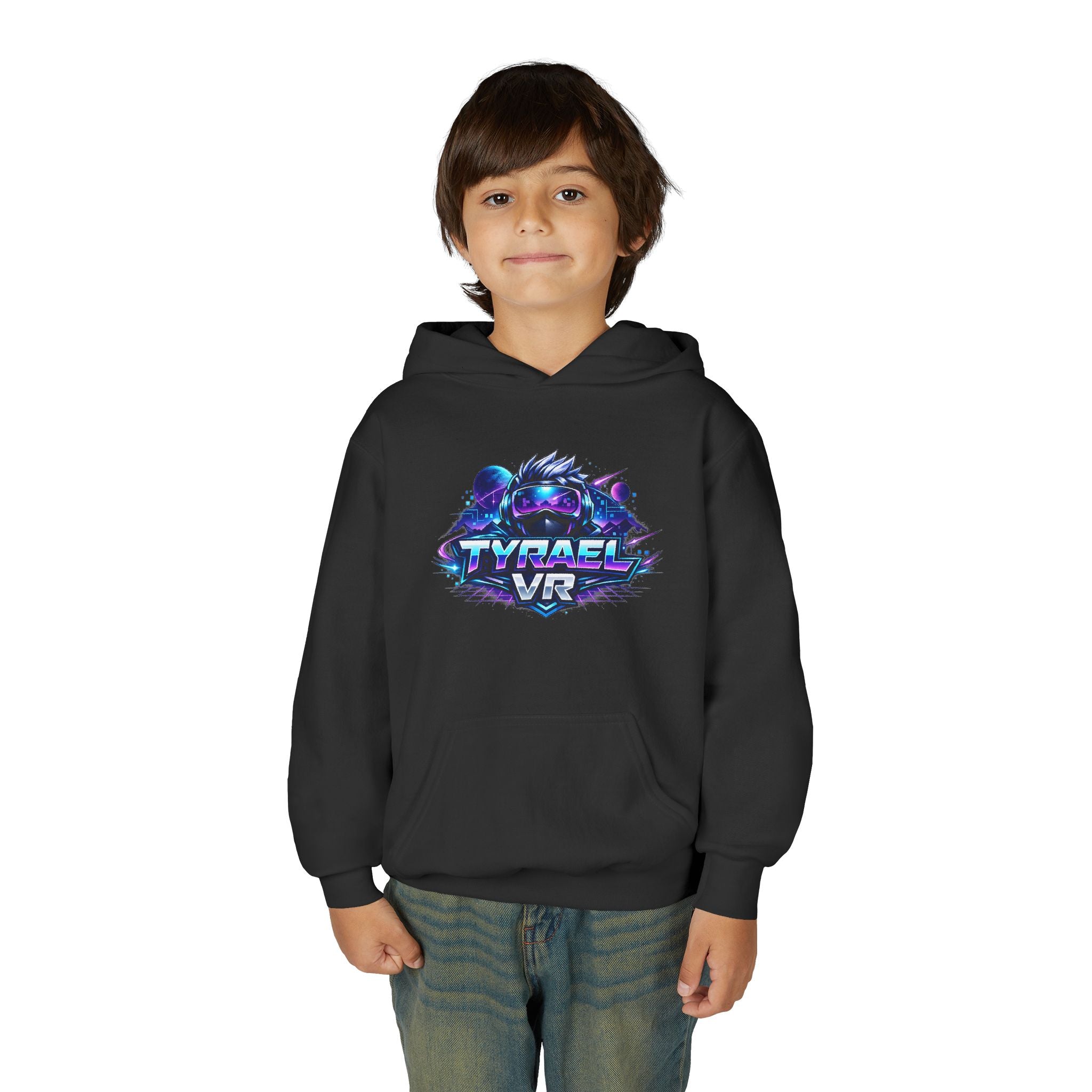 Tyrael VR Kids Hoodie – Retro Neon Gaming Logo Sweatshirt