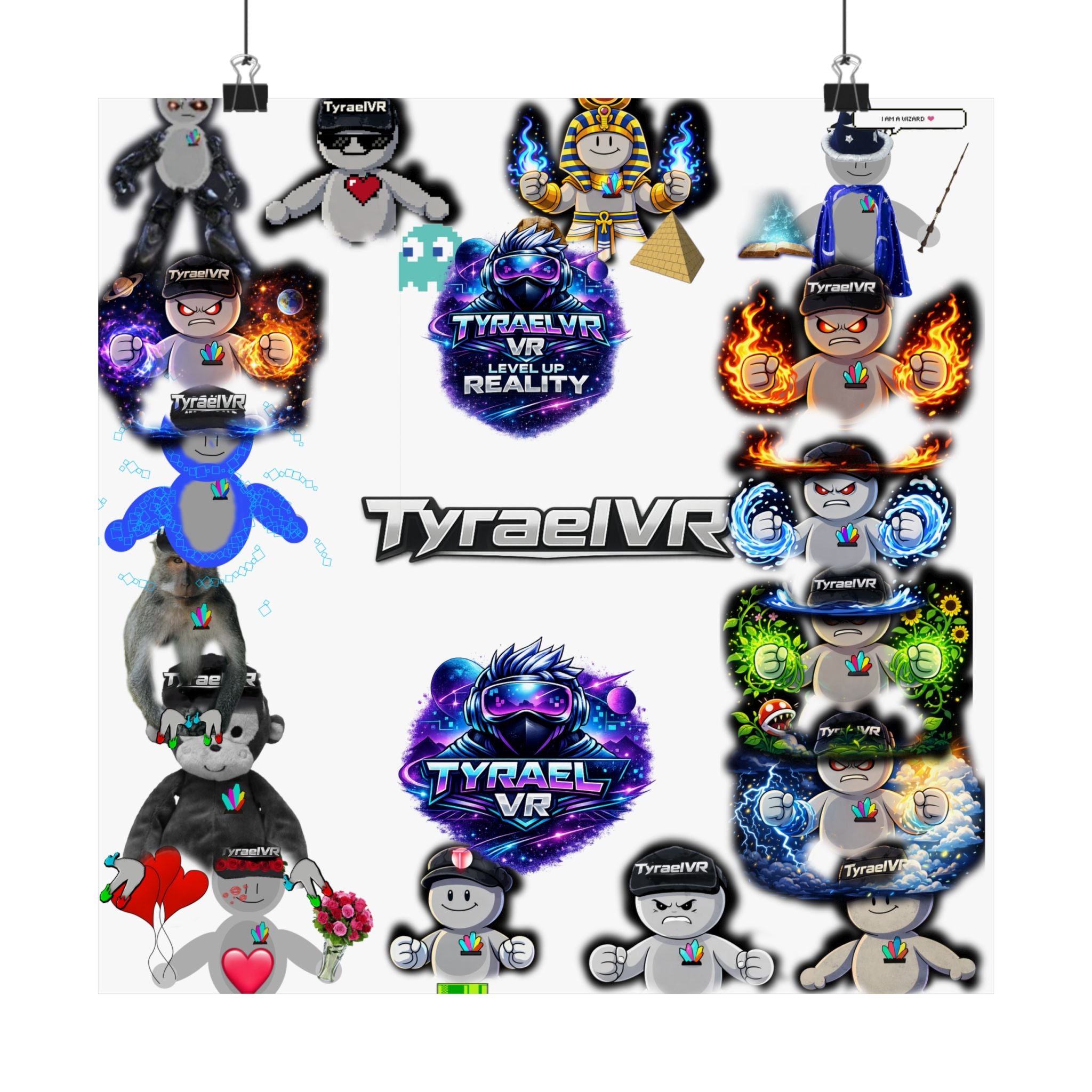 Tyrael VR Sticker Collage Matte Poster — Gamer Avatar Art Print