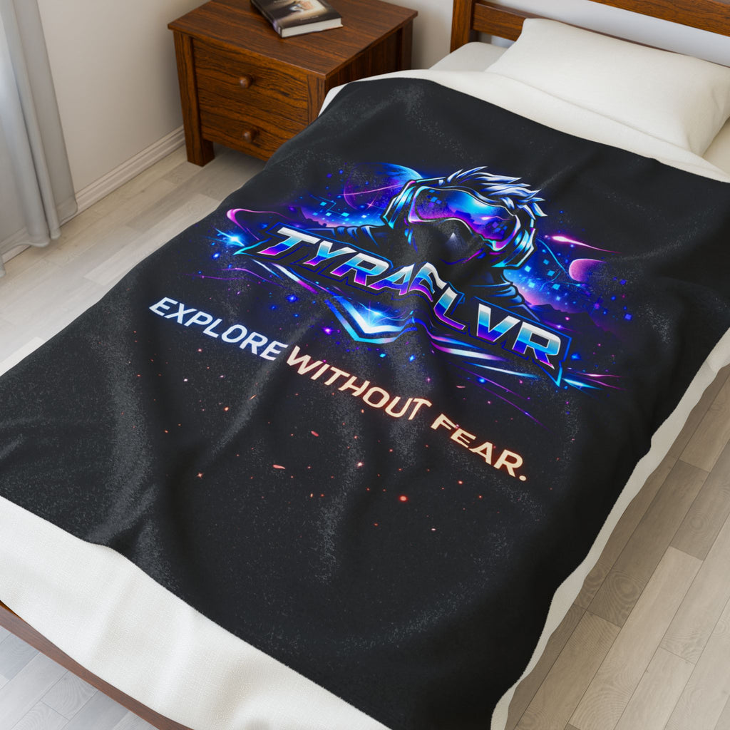 TyraelVR 'Explore Without Fear' Plush Blanket — Gamer VR Space Throw