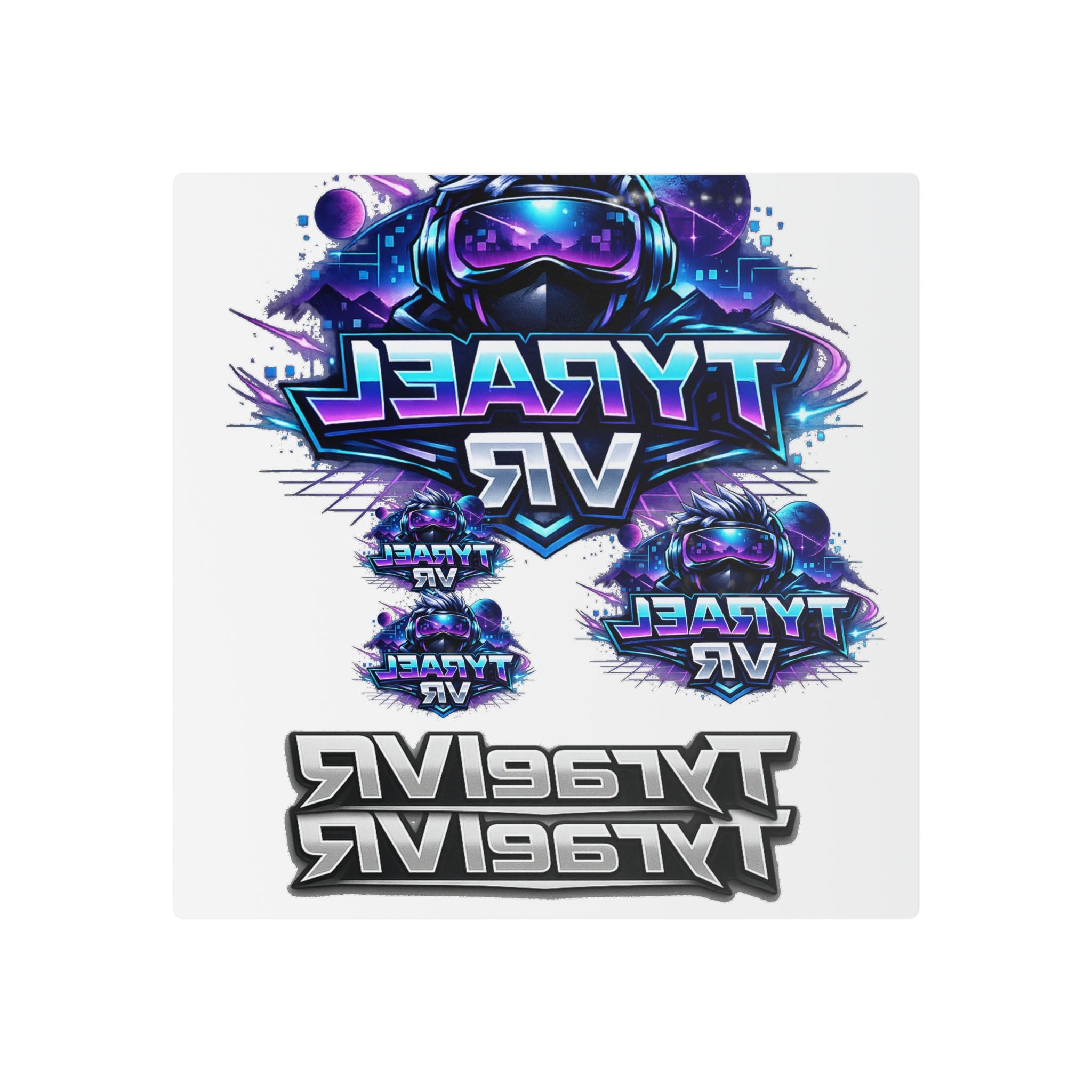 Tyrael VR Gamer Temporary Tattoos — Neon Space Gaming Sticker Set