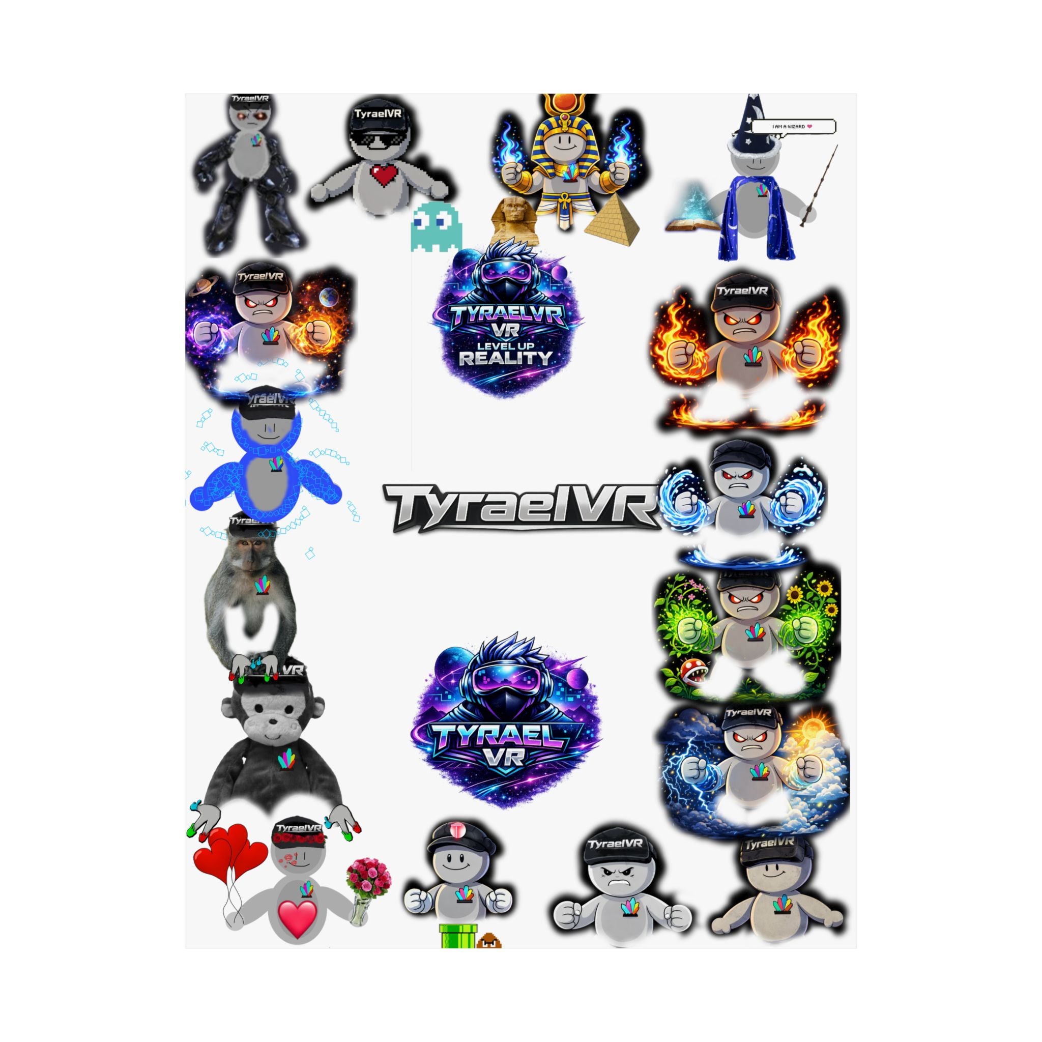 Tyrael VR Sticker Collage Matte Poster — Gamer Avatar Art Print