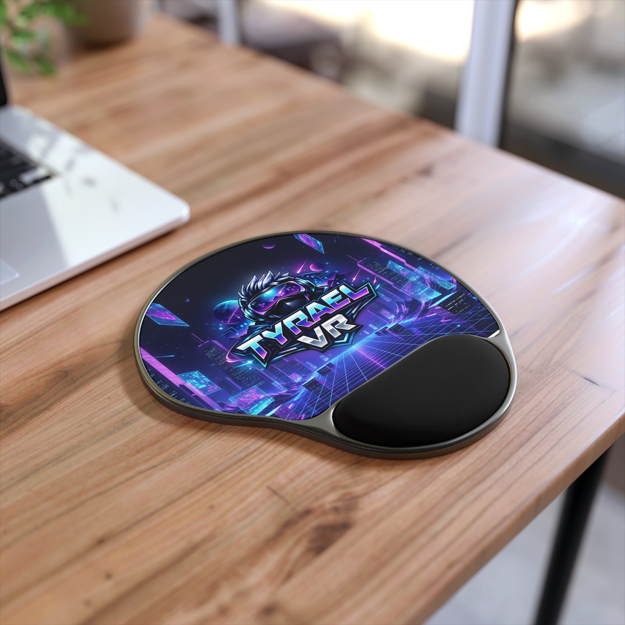 Tyrael VR Retro Futuristic Mouse Pad with Wrist Rest — Gaming RGB Cyberpunk Desk Accessory