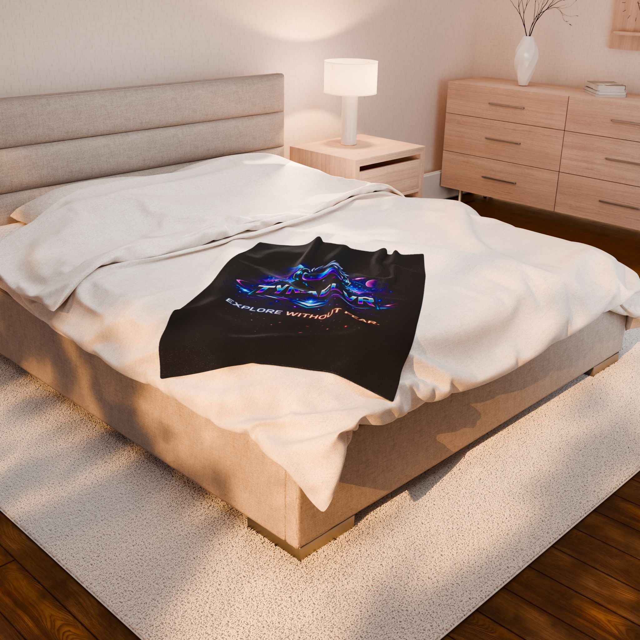 TyraelVR 'Explore Without Fear' Plush Blanket — Gamer VR Space Throw