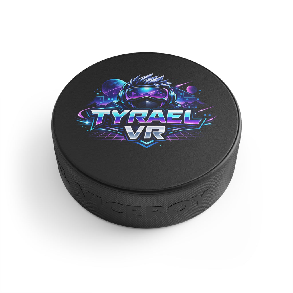 Tyrael VR Hockey Puck – Retro Neon Gamer Logo Puck