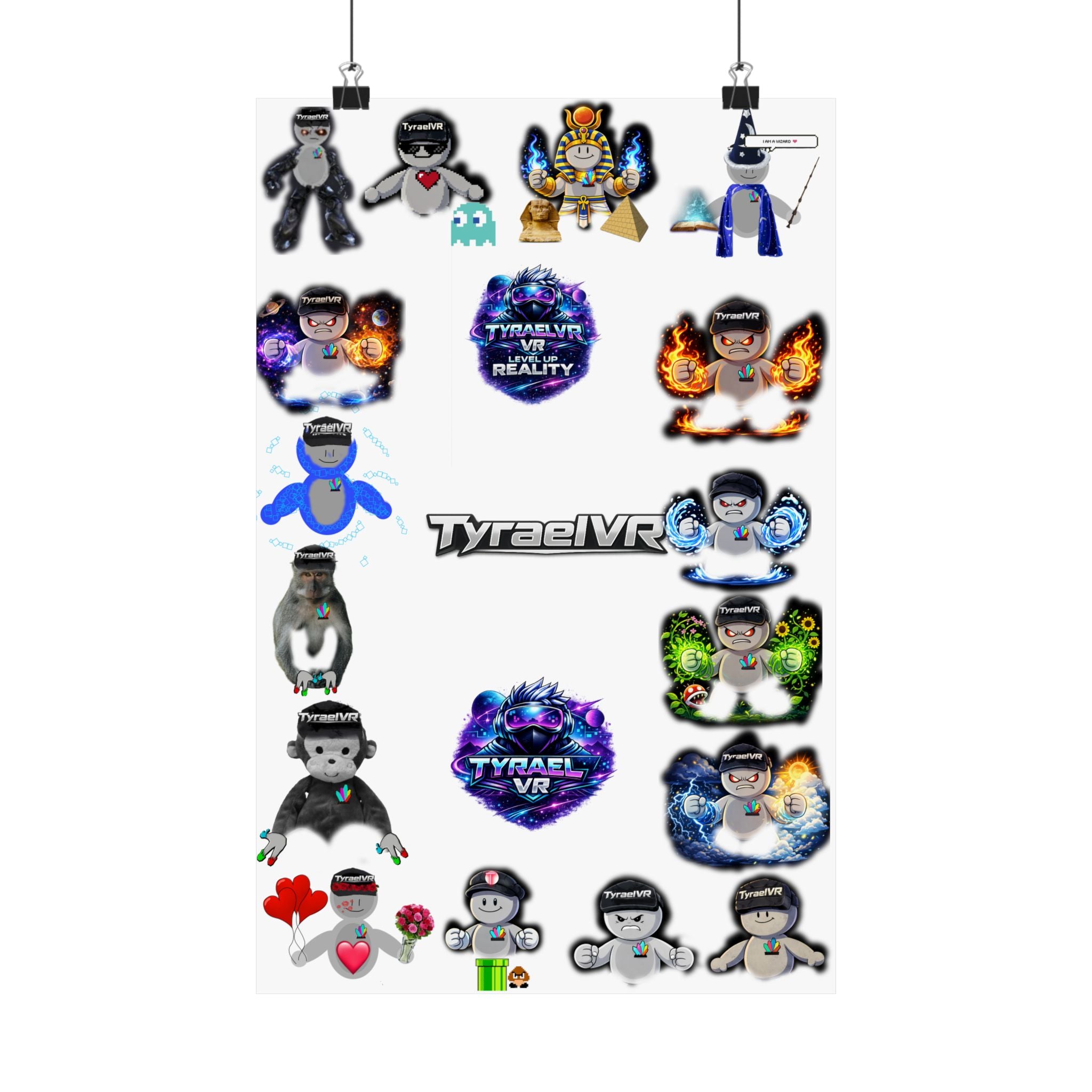 Tyrael VR Sticker Collage Matte Poster — Gamer Avatar Art Print