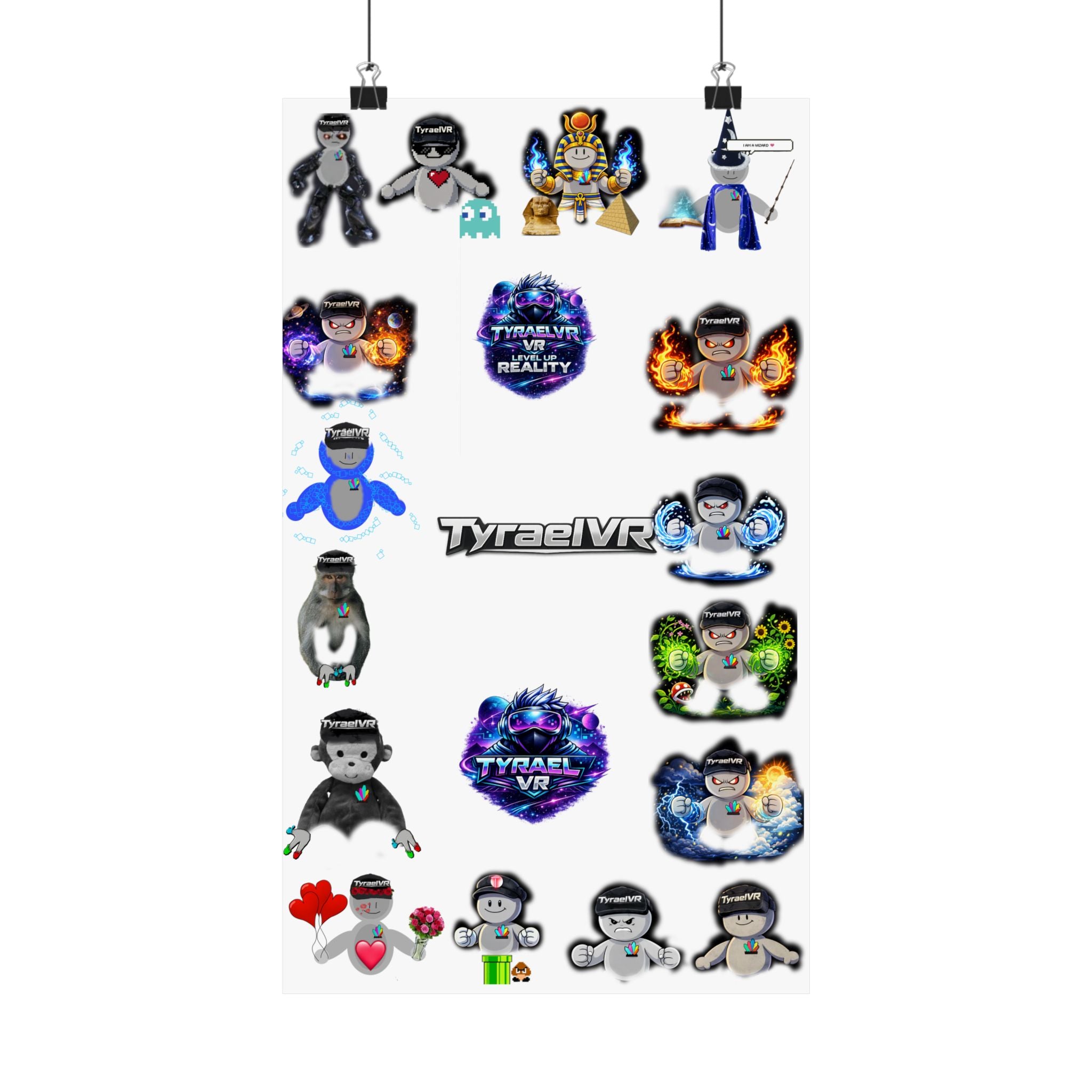 Tyrael VR Sticker Collage Matte Poster — Gamer Avatar Art Print