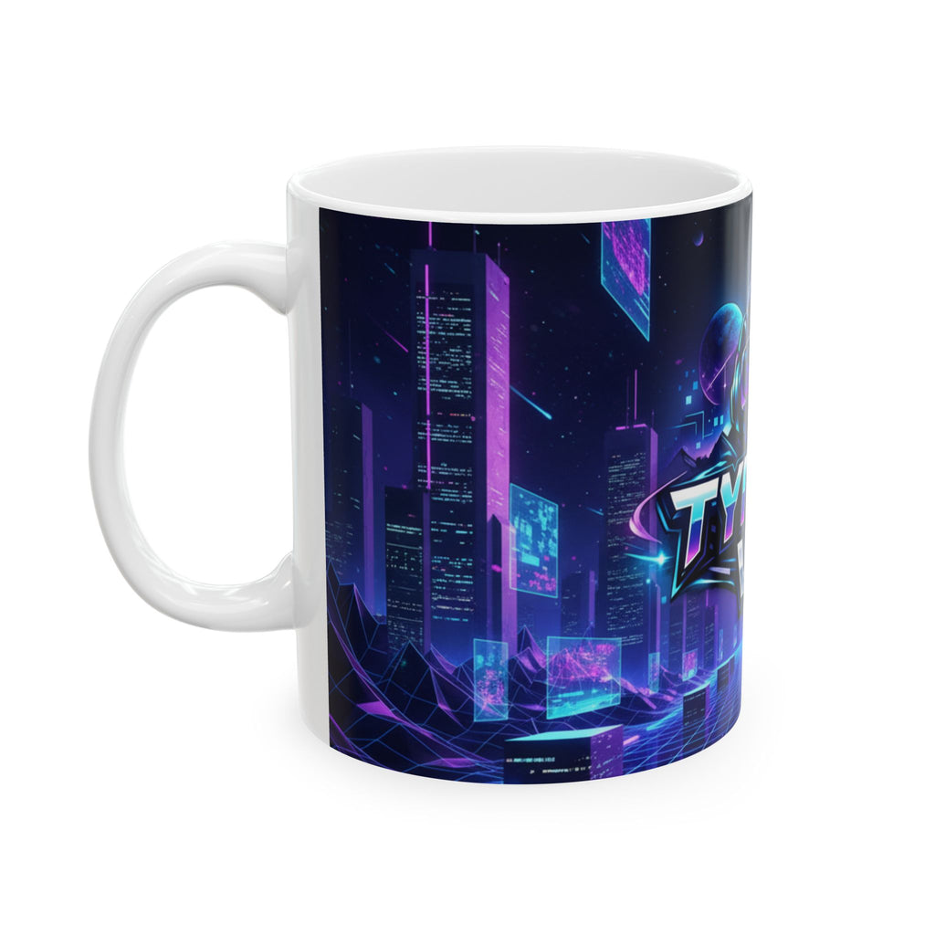 Tyrael VR Ceramic Mug — Retro Futuristic Gamer Coffee Cup (11oz & 15oz)