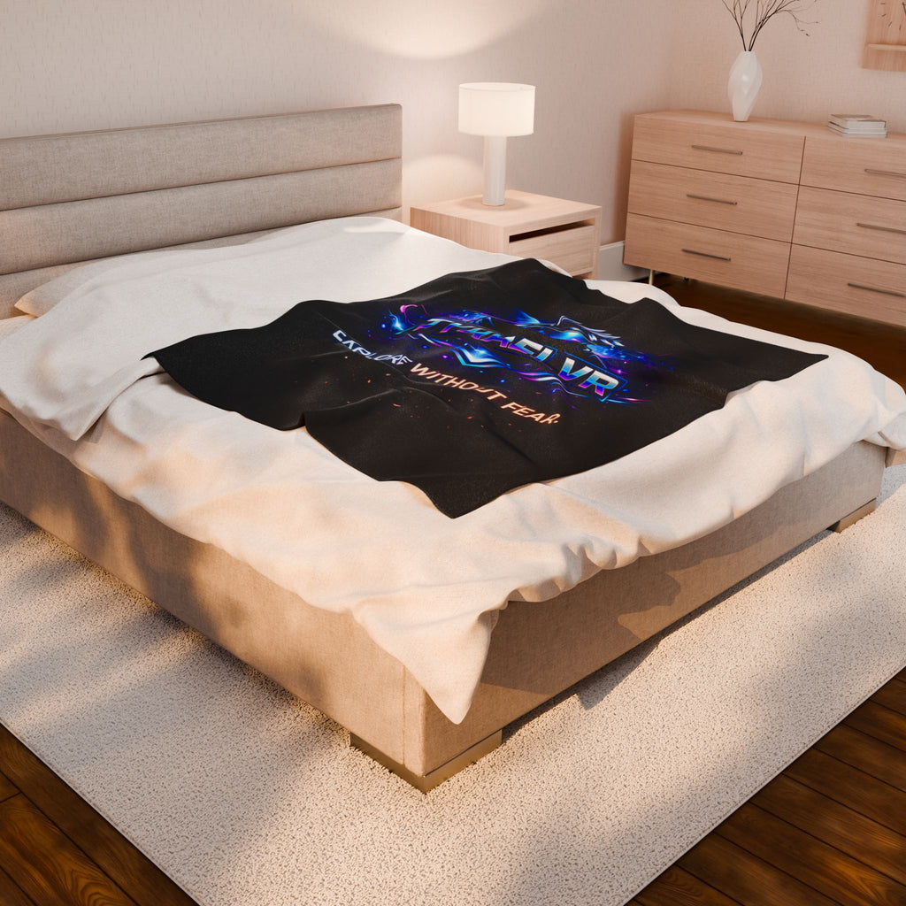 TyraelVR 'Explore Without Fear' Plush Blanket — Gamer VR Space Throw