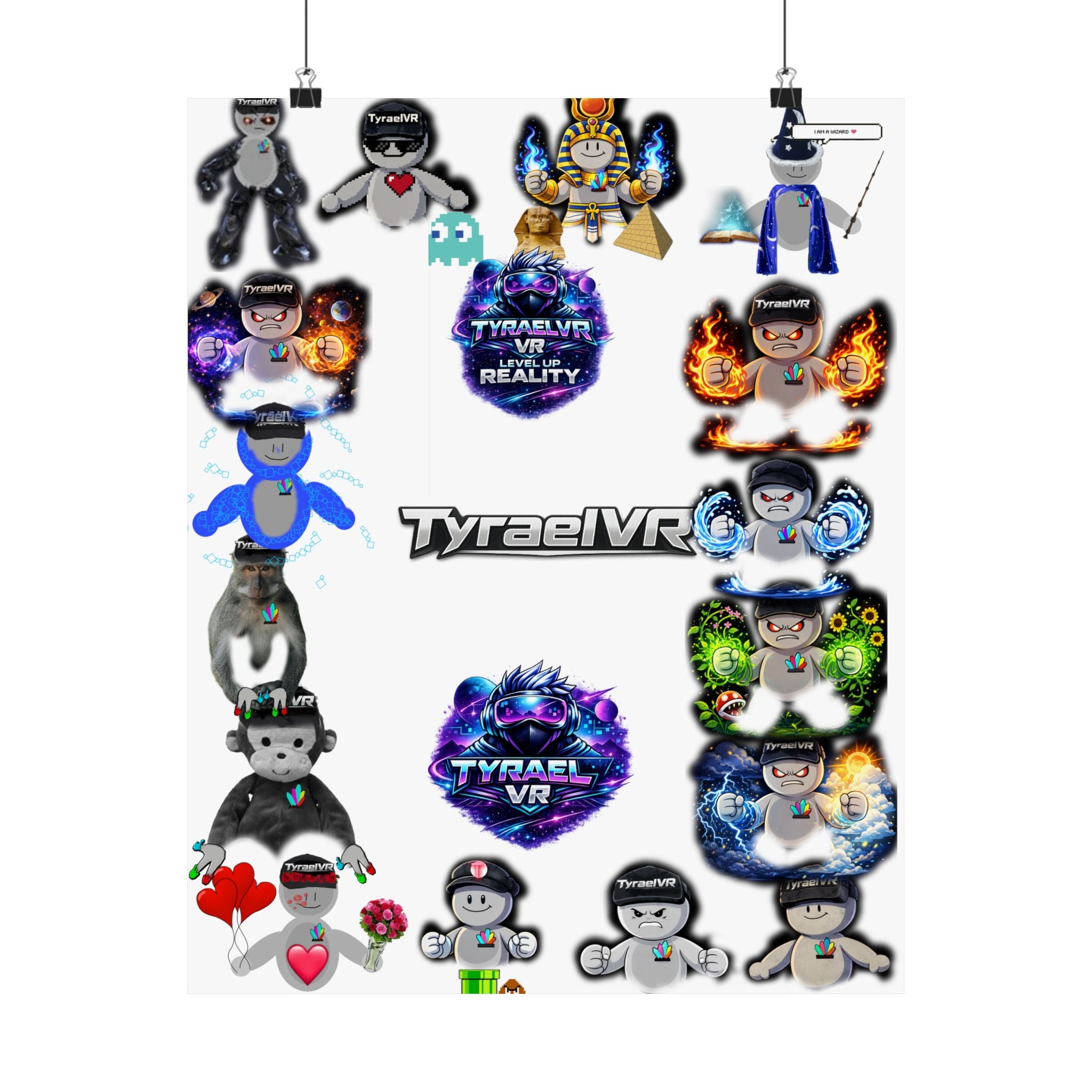 Tyrael VR Sticker Collage Matte Poster — Gamer Avatar Art Print