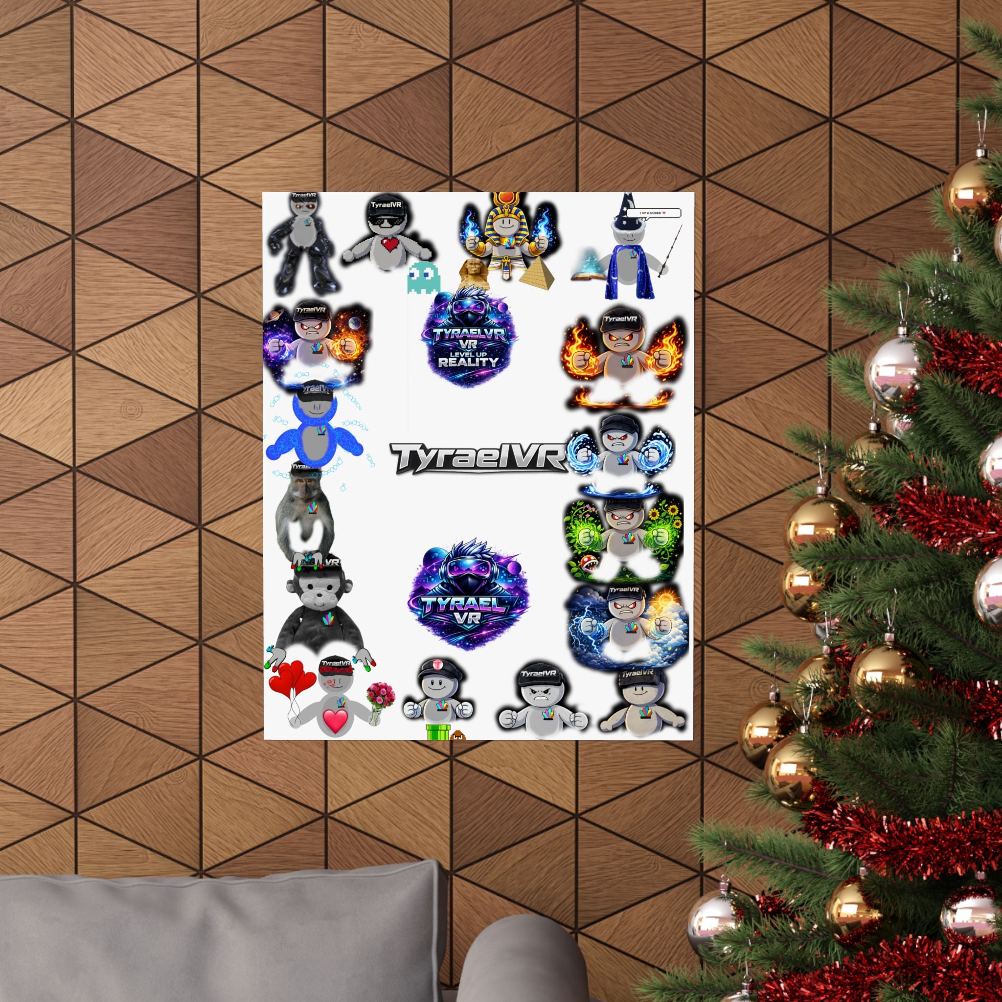 Tyrael VR Sticker Collage Matte Poster — Gamer Avatar Art Print