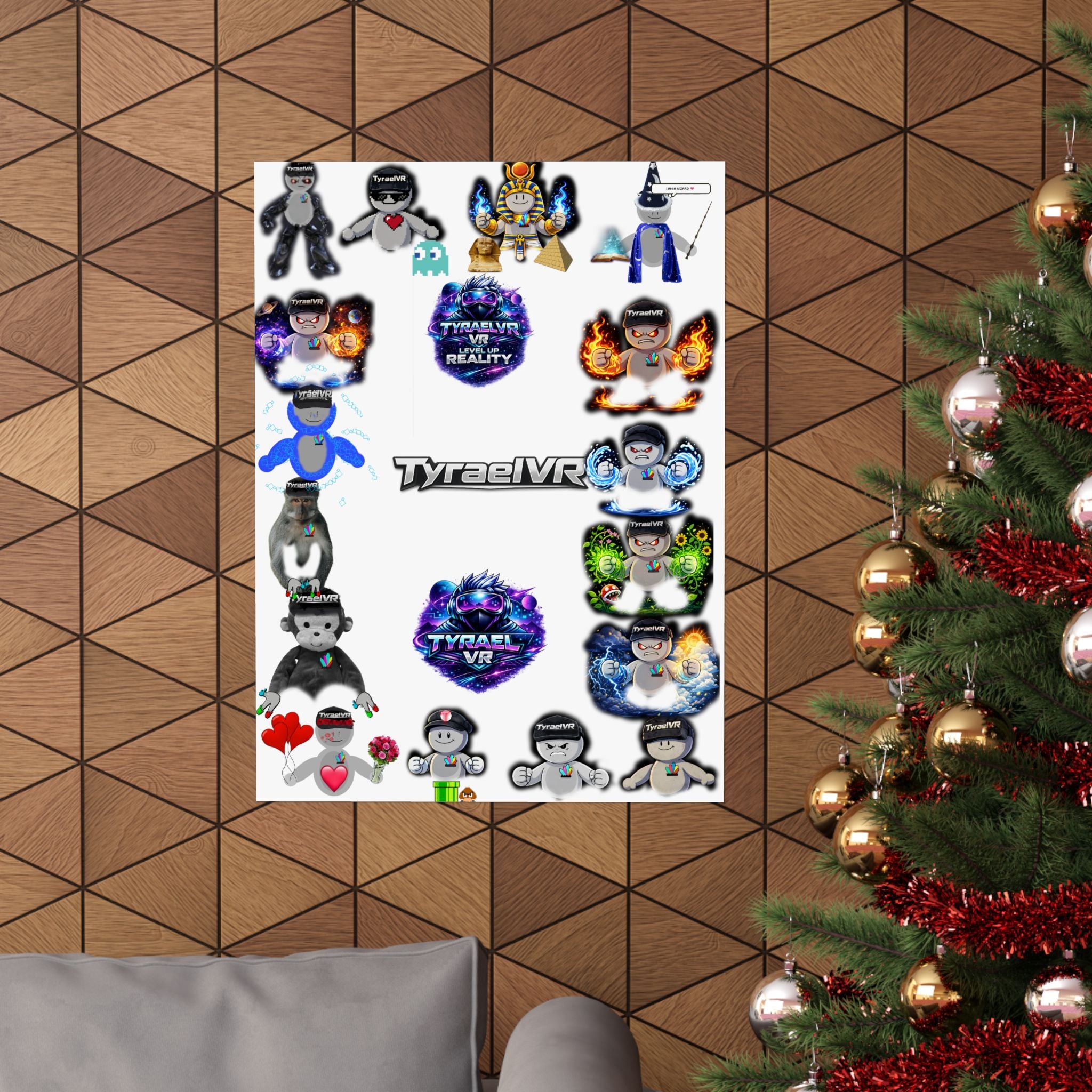 Tyrael VR Sticker Collage Matte Poster — Gamer Avatar Art Print