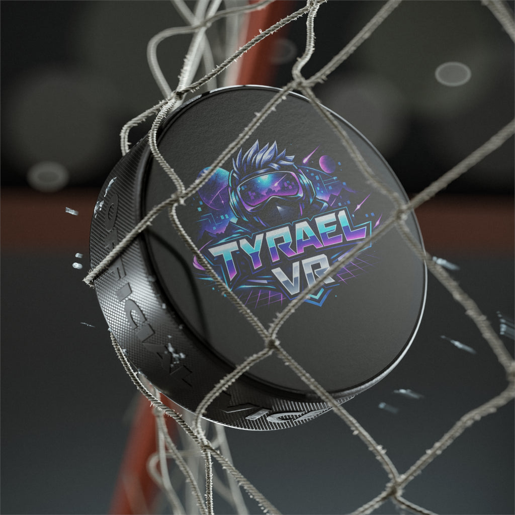 Tyrael VR Hockey Puck – Retro Neon Gamer Logo Puck