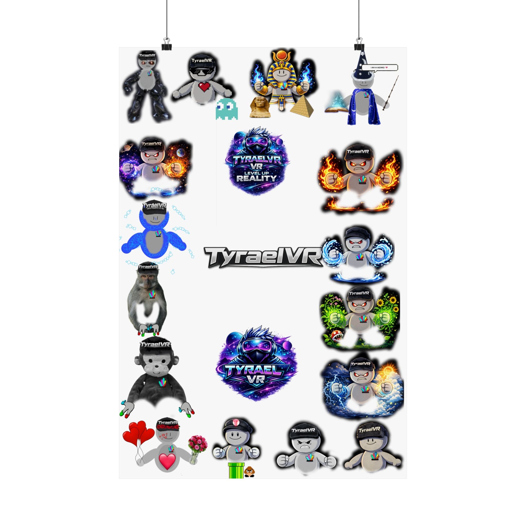 Tyrael VR Sticker Collage Matte Poster — Gamer Avatar Art Print